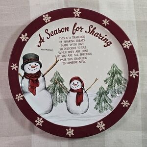 Saint Nicholas Square Large Yuletide 13' Decorative Snowman Plate Christmas